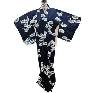 Vintage Stunning Cotton Watercolor Print Long Kimono
